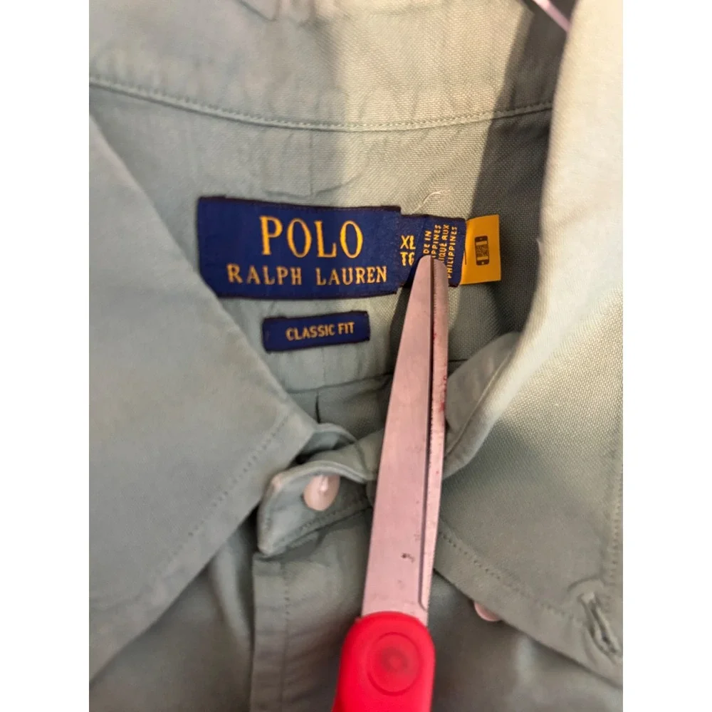 Polo Ralph Lauren Mens XL Classic Fit Oxford Shirt Mint Green Pink Pony Logo